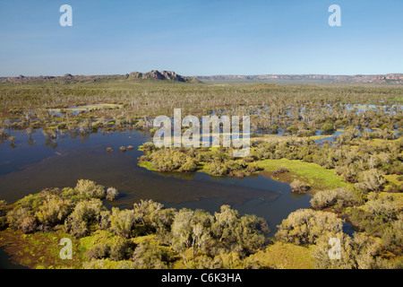 Feuchtgebiete von Zinn Camp Creek und East Alligator River, am Rand des Kakadu National Park, Arnhemland, Northern Territory, Australien Stockfoto