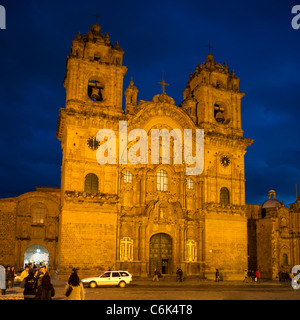 Fassade des Templo De La Compania De Jesus, Plaza de Armas, Cuzco, Peru Stockfoto