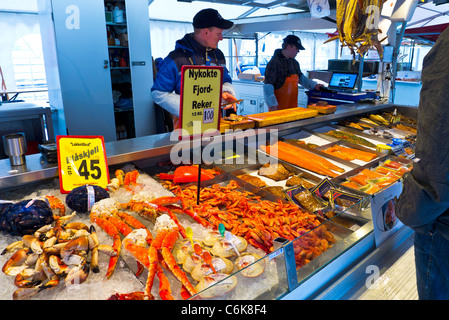 Der Fischmarkt in Torget St, Bergen, Norwegen Stockfoto