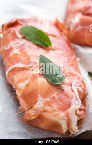 Hühnchen gefüllte Schinken mit ricotta Stockfoto