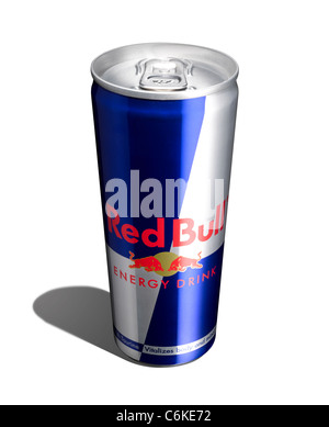 Eine Dose Red Bull mit Schatten Stockfoto