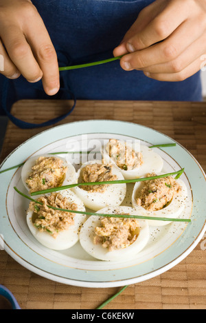 Elie Ei und Sardine öffnen konfrontiert sandwiches Stockfoto