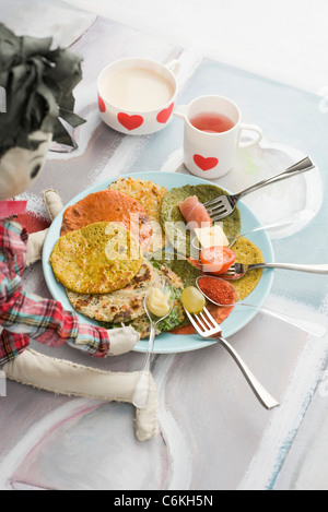 Verschiedene pikante gewürzte crepes Stockfoto