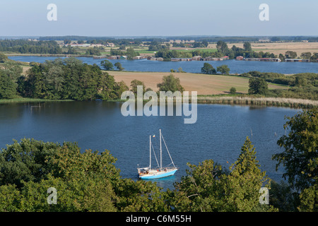 Panoramablick auf See Müritz vom Kirchturm in Region, Mecklenburg-West Pomerania, Deutschland Stockfoto