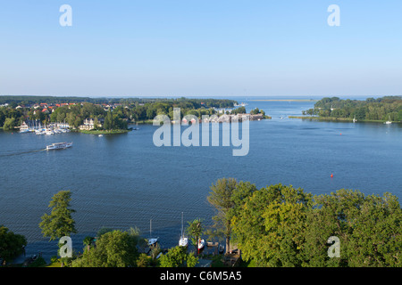 Panoramablick auf See Müritz vom Kirchturm in Region, Mecklenburg-West Pomerania, Deutschland Stockfoto