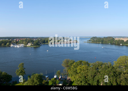 Panoramablick auf See Müritz vom Kirchturm in Region, Mecklenburg-West Pomerania, Deutschland Stockfoto