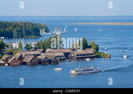 Panoramablick auf See Müritz vom Kirchturm in Region, Mecklenburg-West Pomerania, Deutschland Stockfoto