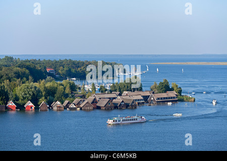 Panoramablick auf See Müritz vom Kirchturm in Region, Mecklenburg-West Pomerania, Deutschland Stockfoto