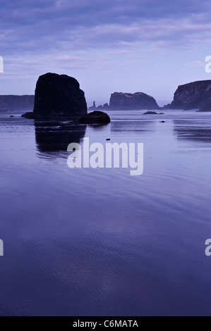 Ebbe bei Sonnenaufgang, Bandon Strand, Bandon, Oregon, USA Stockfoto