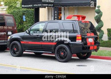 Geschweige denn das a-Team, hier kommt das Green-Team! Ein Öko-Fan von B.A. Baracus hat beschlossen, den Irokesenschnitt neu erfinden Stockfoto