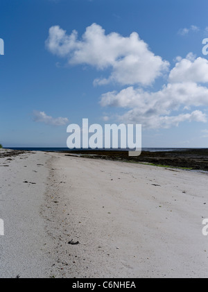 dh South Wick PAPA WESTRAY ORKNEY Weißer Sandstrand abgelegen niemand blauer Himmel ruhiges Sandwasser leere Inseln Strände schottland Insel abgelegen Stockfoto