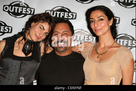 Traci Dinwiddie, Necar Zadegan und Gast der Los Angeles-Premiere von "Elena Undone" während der 28. jährlichen Outfest Film Stockfoto