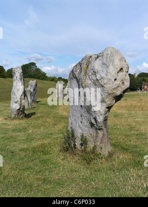 dh Megalithische stehende Steine AVEBURY STEINKREIS WILTSHIRE ENGLAND Großbritannien Bronzezeit neolithische Stätten uk alten Henge Denkmal