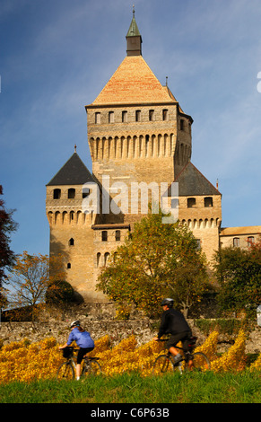 Zu halten, Schloss Vufflens-le-Château, Kanton Waadt, Schweiz Stockfoto