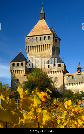 Zu halten, Schloss Vufflens-le-Château, Kanton Waadt, Schweiz Stockfoto