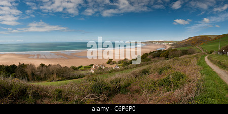 Panorama von Woolacombe Beach, North Devon, England Stockfoto