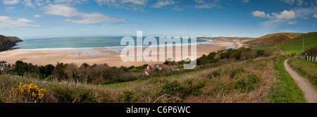 Panorama von Woolacombe Beach, North Devon, England Stockfoto