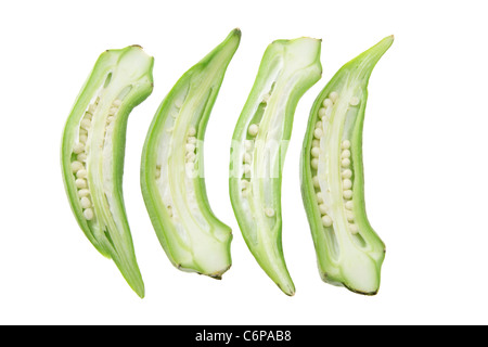 Reihe von geschnittene Okra Stockfoto