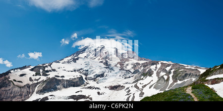 Mount Rainier aus dem in der Nähe von Paradies im Sommer, Mt Rainier-Nationalpark, Washington, USA Stockfoto