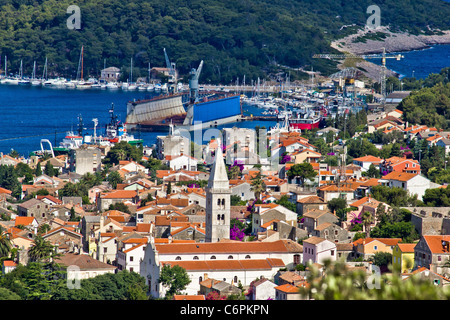 Panoramablick - Stadt Mali Losinj Stockfoto