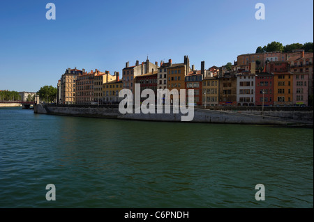 Lyon, Frankreich, Gebäuden entlang des Flusses Saône Stockfoto