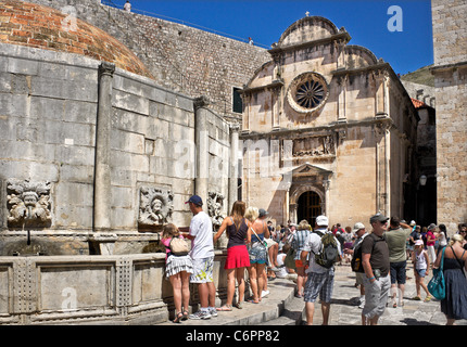 Onofrio Brunnen, Main Street, Placa, Dubrovnik, Altstadt, City, Kroatien, Stockfoto