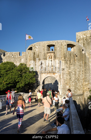 Haufen Sie Gate,St.Blaise,Dubrovnik, Stadtmauer, alte Town.Croatia.Main Eingang zur Stadt. Stockfoto