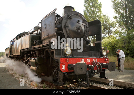 SNCF-Dampflok, Paimpol, Côtes-d ' Armor 141.TD.740 erbaute Limouge Trieux Steam Railway Stockfoto
