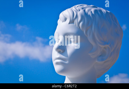 Nahaufnahme des Kopfes der Skulptur 'Junge mit einem Frosch" von Charles Ray's, Venedig, Venetien, Italien Stockfoto