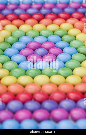 Sechseck-geformte Smartie-Muster. Hautnah. Stockfoto