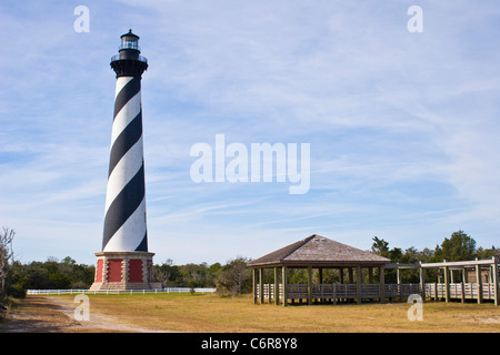 Das Cape Hatteras Lighthouse, bekannt als "Amerikas Leuchtturm," ist der höchste gemauerte Leuchtturm in den USA, Stand 208-Füße hoch. Stockfoto