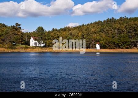 Kennebec River Range Lights in der Nähe von Verdoppelung Punkt am Kennebec River in Maine befinden sich auf Arrowsic Insel. Stockfoto