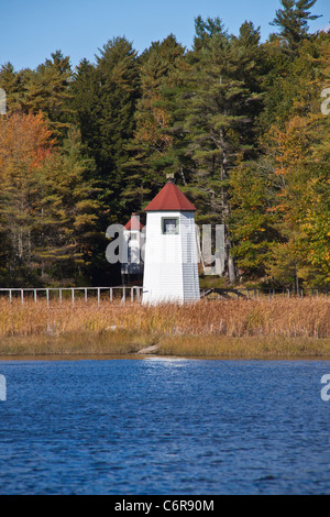 Kennebec River Range Lights in der Nähe von Verdoppelung Punkt am Kennebec River in Maine befinden sich auf Arrowsic Insel. Stockfoto