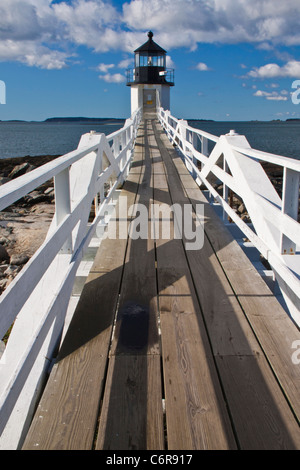 Marshall Point Leuchtturm und Museum in Port Clyde, Maine. Stockfoto