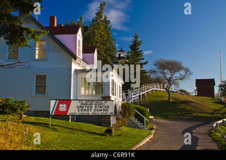 Owl's Head Leuchtturm in Owl es Head State Park in Maine. Stockfoto