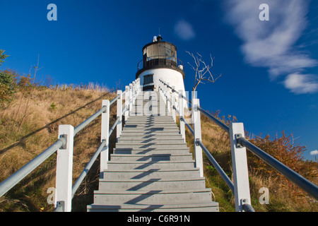 Owl's Head Leuchtturm in Owl es Head State Park in Maine. Stockfoto