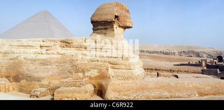 Panoramablick auf die große Sphinx von Gizeh-Plateau, Kairo, Ägypten Stockfoto