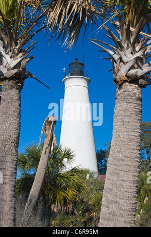 St.-Markus Leuchtturm, befindet sich in der St. Marks National Wildlife Refuge an der Golfküste von Florida. Stockfoto