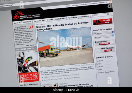 Ärzte ohne Grenzen-Webseite Stockfoto