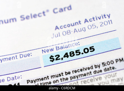 Kreditkarte-Anweisung und Total Rechnungsbetrag fällig Stockfoto