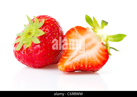 Isolierte Obst Erdbeeren auf weißem Hintergrund Stockfoto