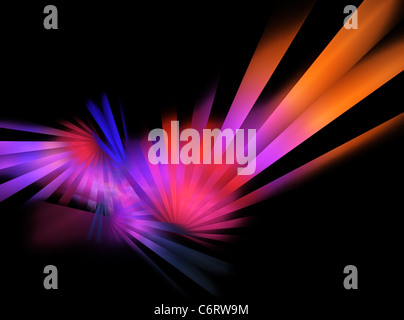 Computer-generierte Fraktale Darstellung der leuchtenden Neon Disco Strahlen Stockfoto