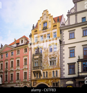 Der Storch, das Haus des Steins Madonna, Altstädter Ring, Prag, Böhmen, Tschechien, Europa, Stockfoto