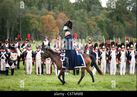 MOSCOW REGION, Russland - SEPTEMBER 05: Rekonstruktion der Borodino Schlacht zwischen russischen und französischen Armeen im Jahre 1812. Soldaten der Stockfoto