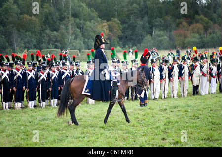 MOSCOW REGION, Russland - SEPTEMBER 05: Rekonstruktion der Borodino Schlacht zwischen russischen und französischen Armeen im Jahre 1812. Soldaten der Stockfoto