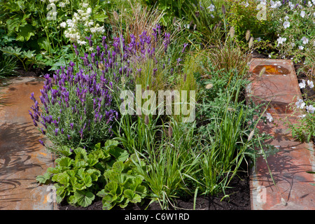 Gold zuerkannt, das "Den Astrologie-Garten" Malvern Frühling Gartenarbeit Show 2011 Garten designed by Jake Poloni und Bilovec College Stockfoto