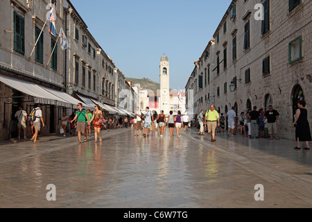 Stradun - Hauptstraße in der Altstadt von Dubrovnik Stockfoto