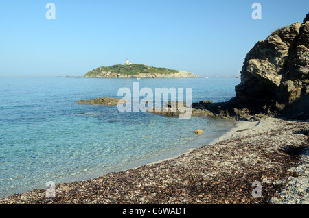 Île de Grand Rouveau Îles des Embiez oder Embiez-Inseln An der französischen Mittelmeerküste in der Nähe von Sanary-ur-Mer Var Cote d'Azur Südfrankreich Stockfoto