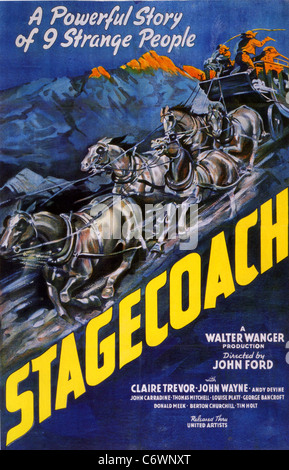 POSTKUTSCHE Plakat für 1939 Walter Wagner film mit John Wayne unter der Regie von John Ford Stockfoto