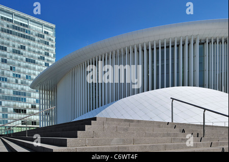 Europäische Parlament Gebäude, Büros und Grande-Duchesse Joséphine-Charlotte Konzertsaal / Philharmonie Luxembourg Kirchberg Stockfoto